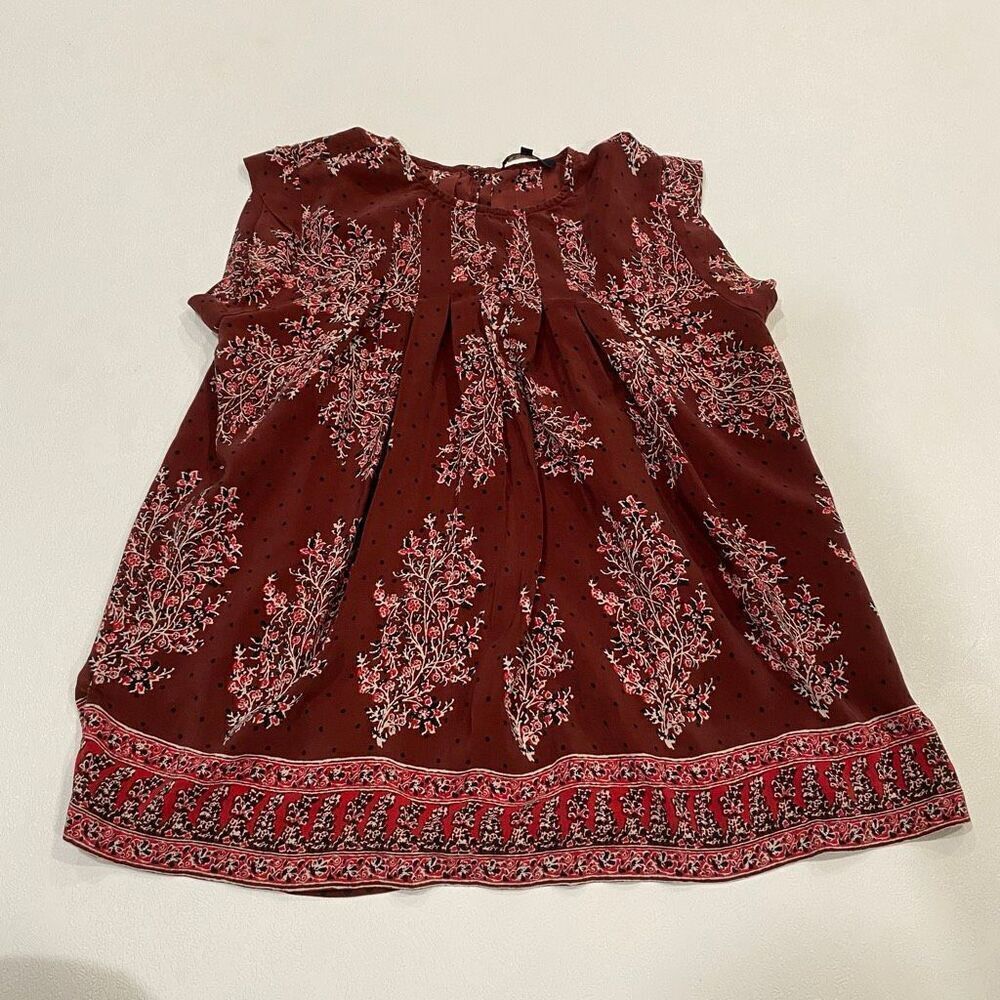 Madewell Boho Floral Sleeveless Blouse Red Brown XS